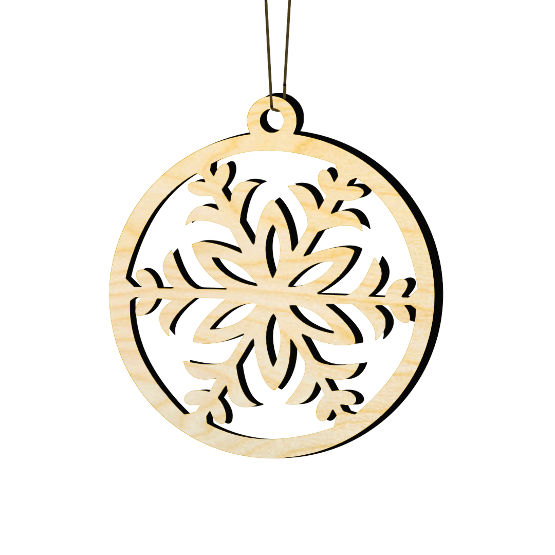 Dřevěná ozdoba - Okrasná vločka v kruhu